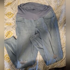 Sonoma Blue Maternity Jeggings with Casual Worn-In Look